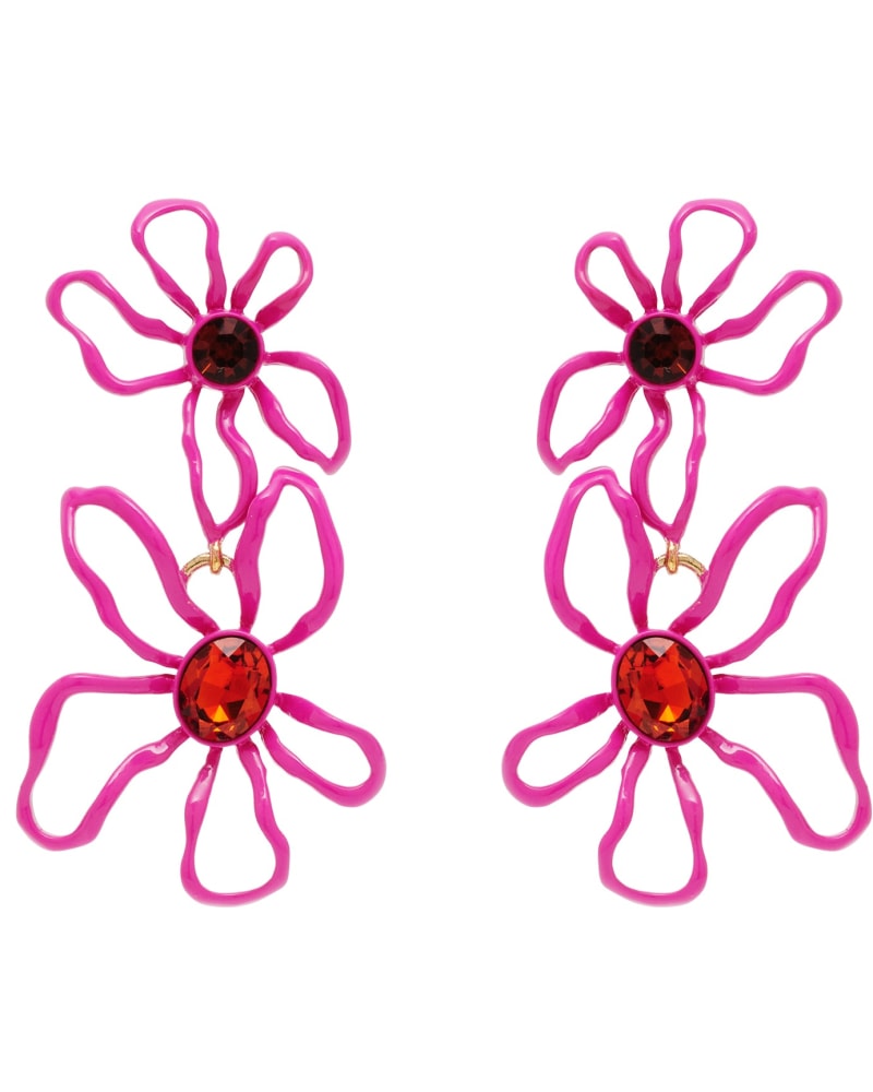 Front of a size one-size-fits-all Mildred Lux Flower Earrings in MAGENTA by Mignonne Gavigan. | dia_product_style_image_id:320152